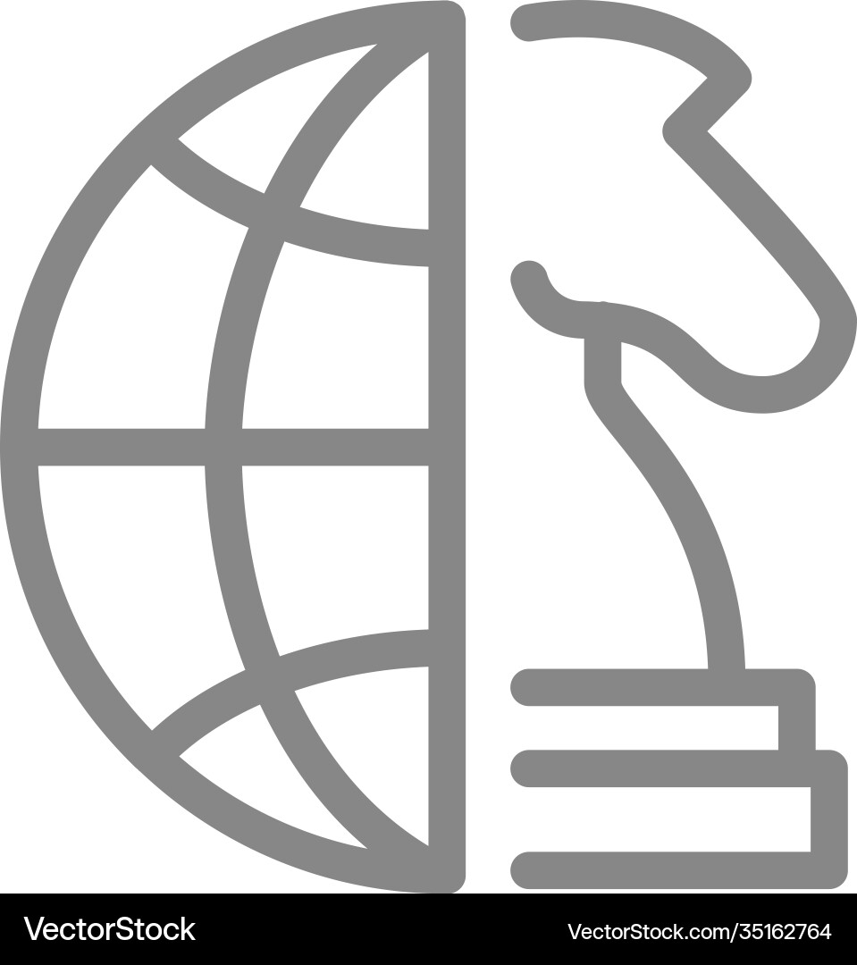 Knight chess with planet line icon board game Knight chess with planet line icon board game Vector Image
