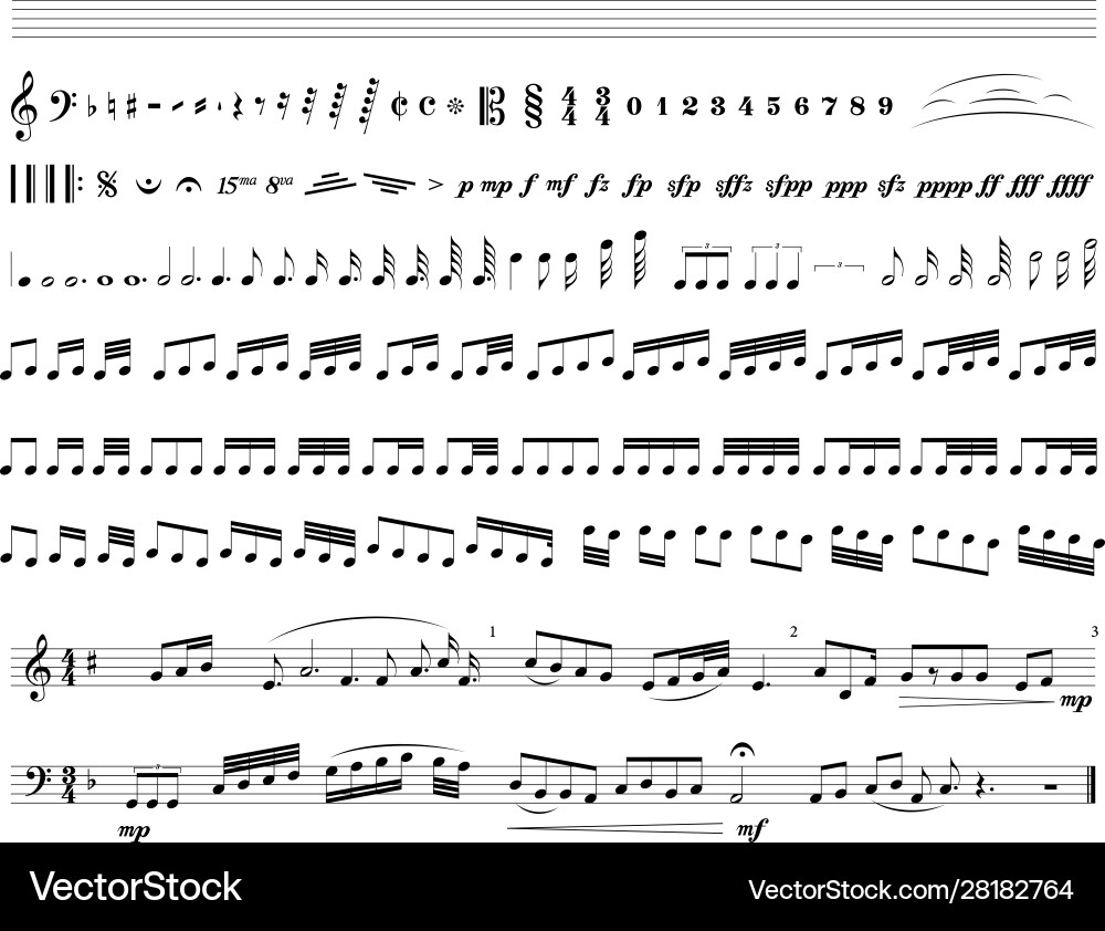 Musical Notes and Symbols Royalty Free Vector Image