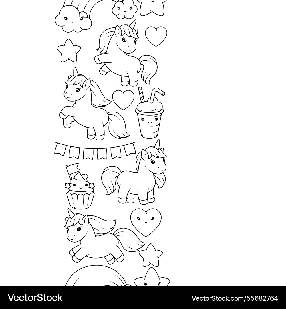 Pattern with unicorns happy birthday party Pattern with unicorns happy birthday party vector image