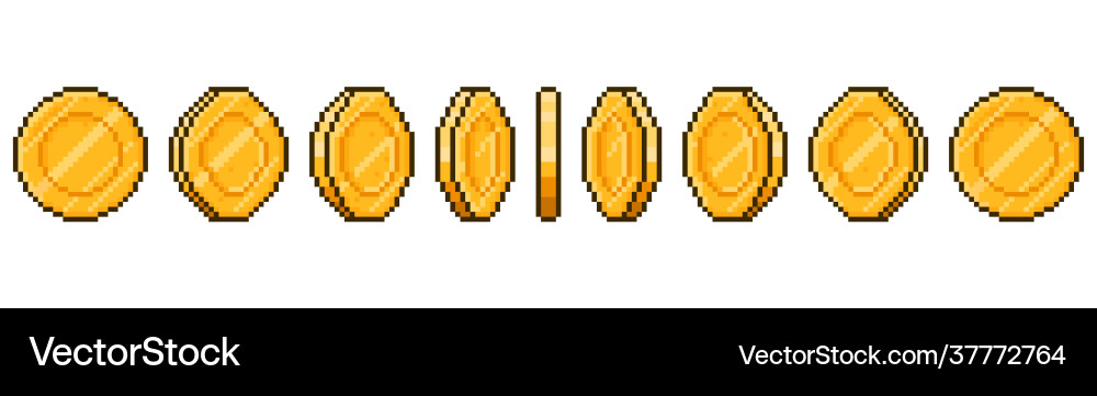 Pixel Kunst Münze Animation Spiel ui goldene Münzen Pixel Kunst Münze Animation Spiel ui goldene Münzen vektorbild