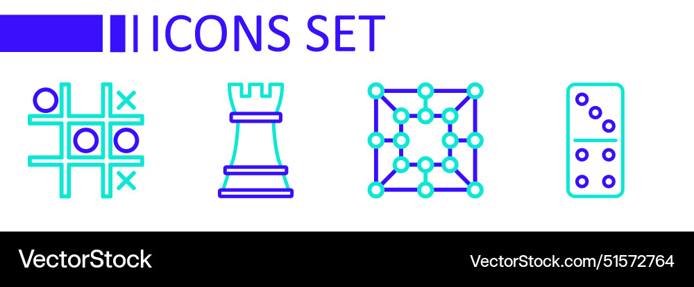 Set line domino board game chess and tic tac toe Set line domino board game chess and tic tac toe vector image