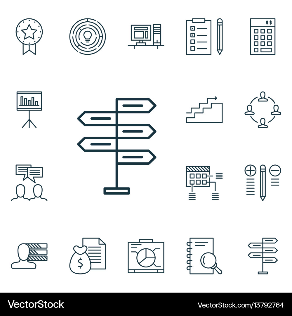 Set of 16 project management icons includes Set of 16 project management icons includes vector image