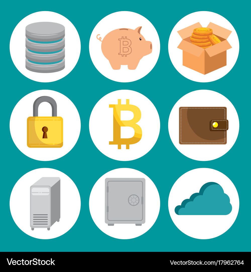 Set of block chain technology icons Vector Image