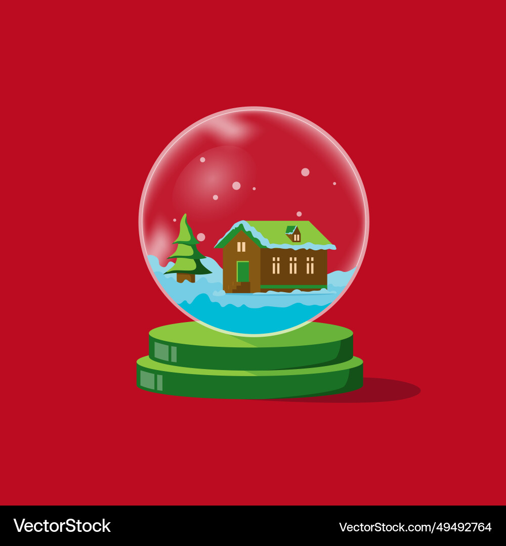 Snowglobe with trees and a house design Vector Image