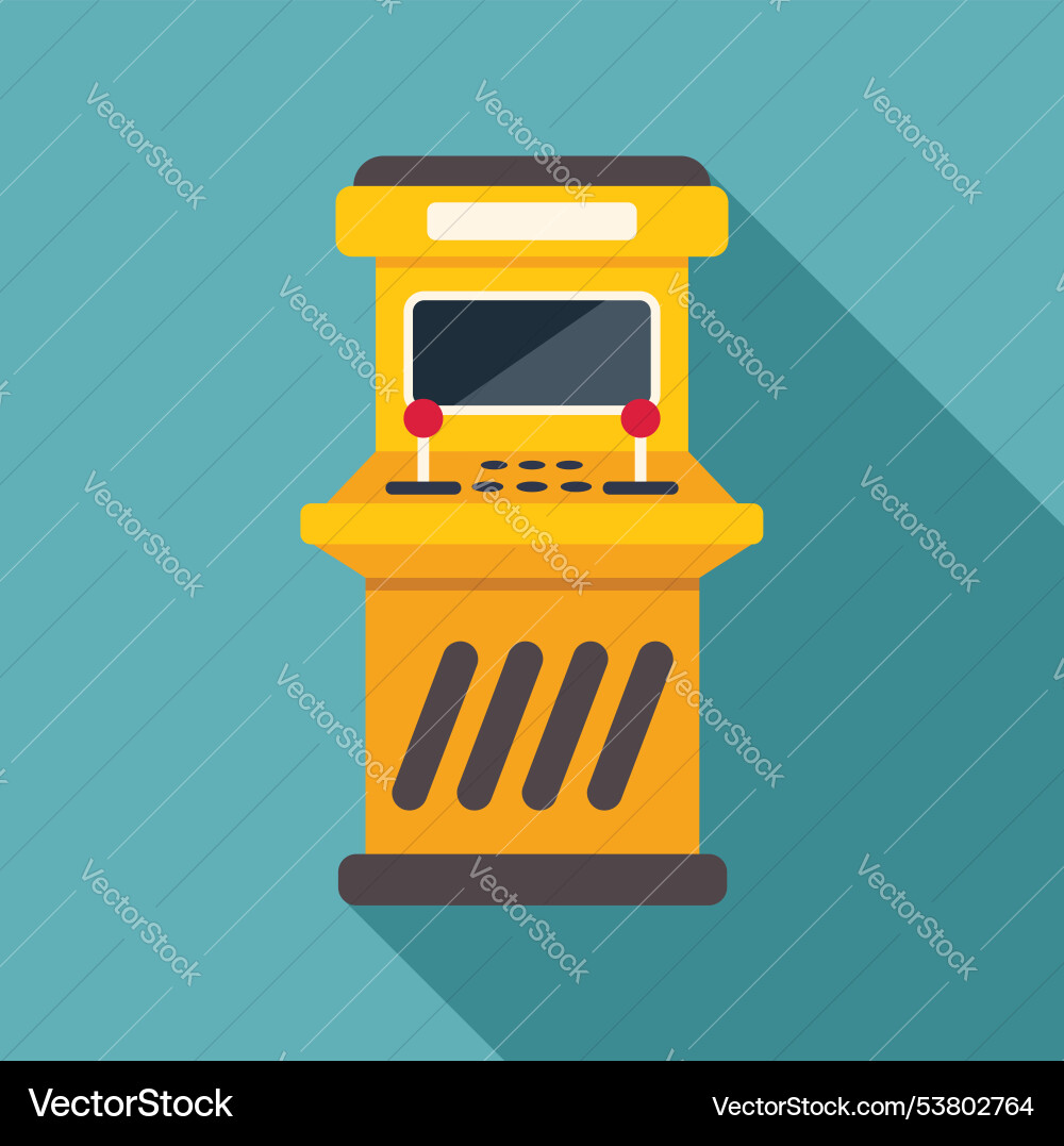 Yellow arcade game machine casting long shadow Yellow arcade game machine casting long shadow vector image