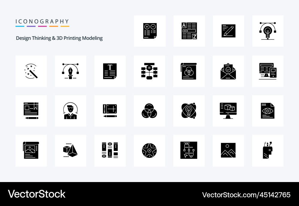 25 design thinking and d printing modeling solid vector image