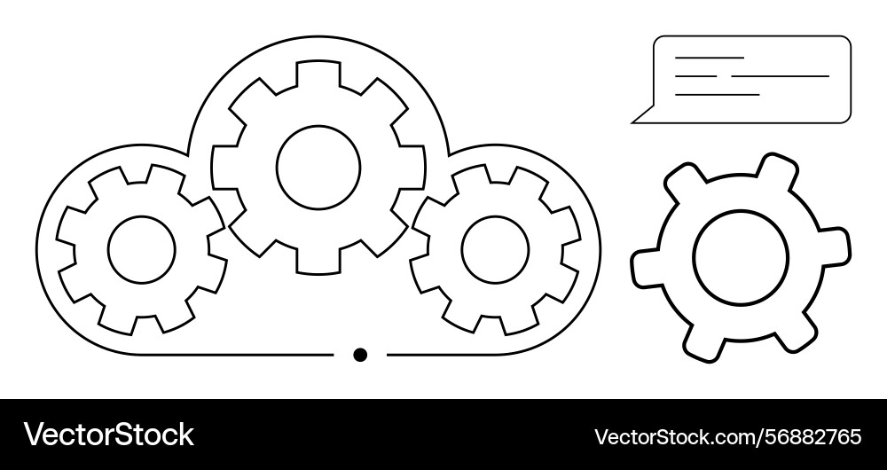 Cloud computing concept with gears Cloud computing concept with gears Vector Image