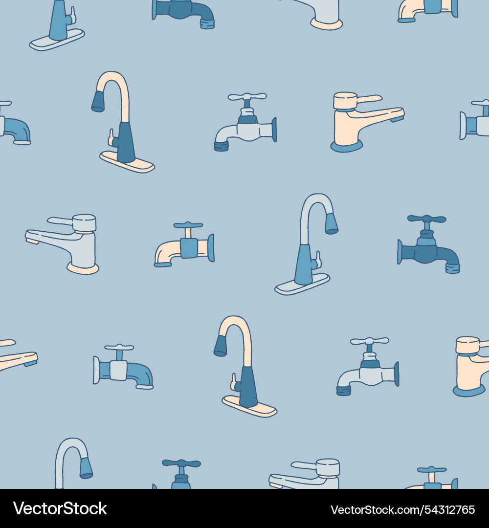 Collection of faucet seamless pattern for print Vector Image