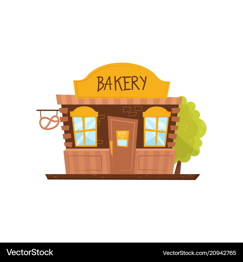 Fassade der Bäckerei Geschäft mit großem Schild Fassade der Bäckerei Geschäft mit großem Schild vektorbild