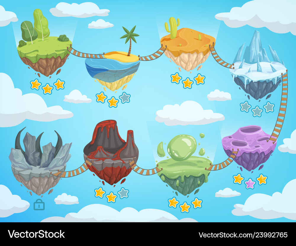 Isometric Island Game Level Map vector image