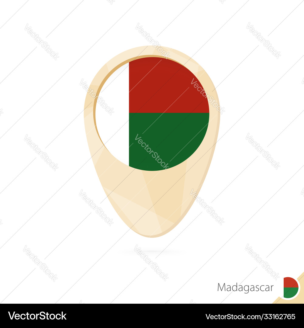 Map pointer with flag madagascar orange Map pointer with flag madagascar orange vector image