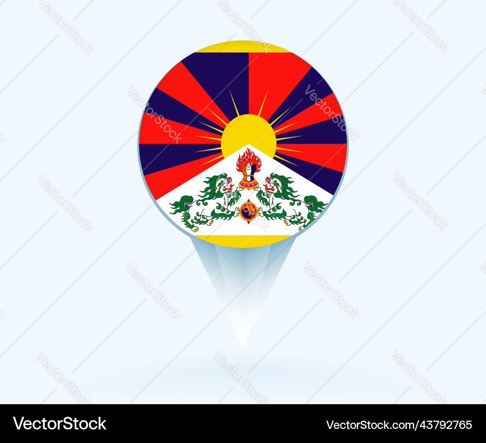 Map pointer with flag of tibet vector image