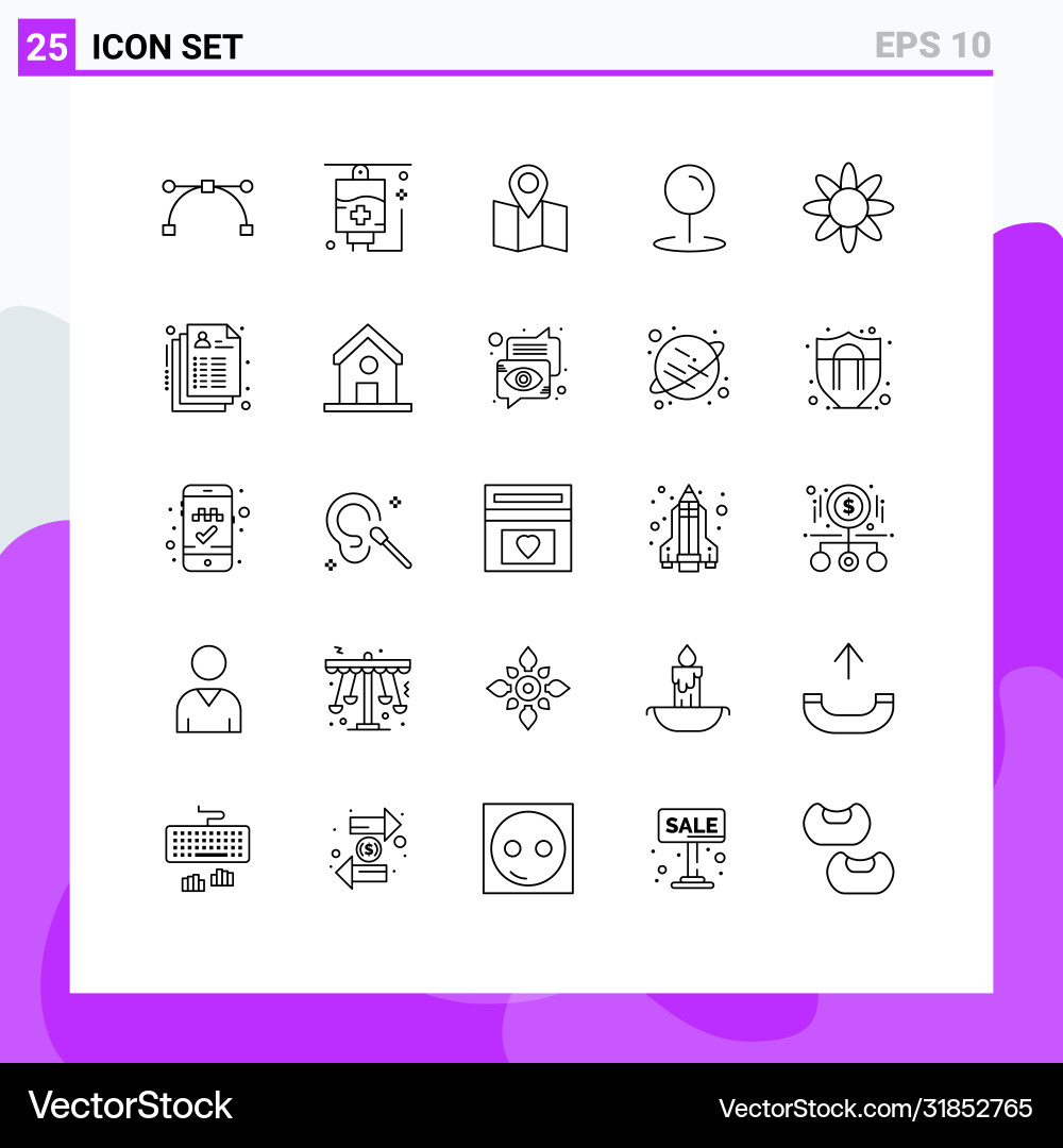 Modern set 25 lines and symbols such as learn vector image
