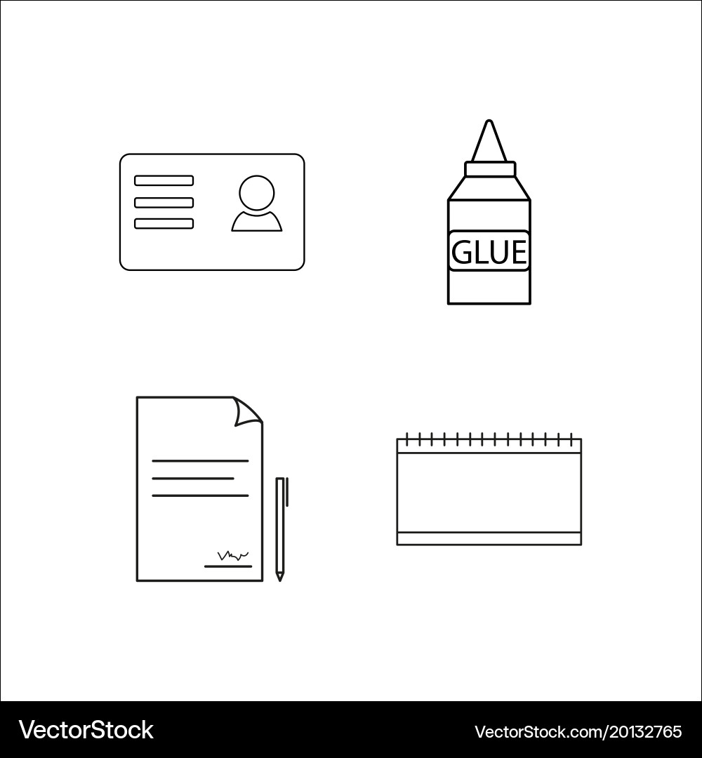 Office simple linear icon setsimple outline icons vector image