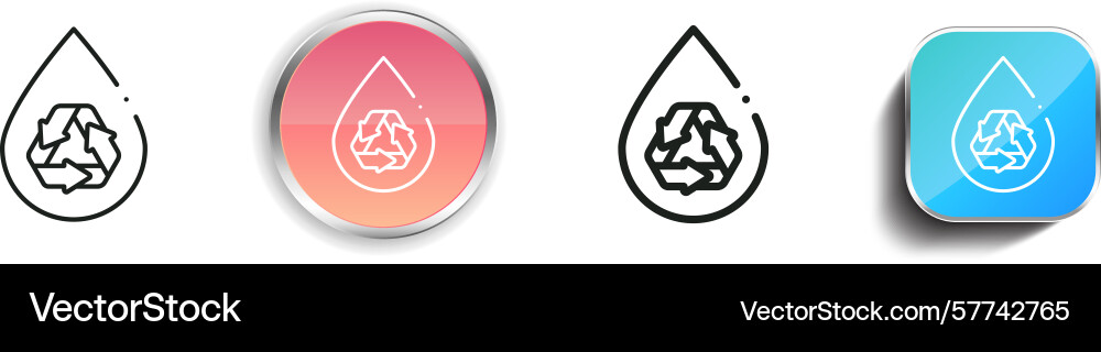 Recycle water icon thin linear regular and button Recycle water icon thin linear regular and button vector image