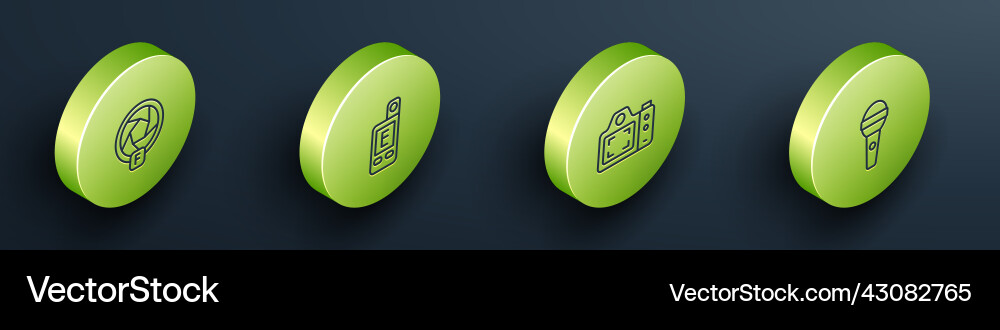 Set isometric line camera shutter light meter Set isometric line camera shutter light meter vector image