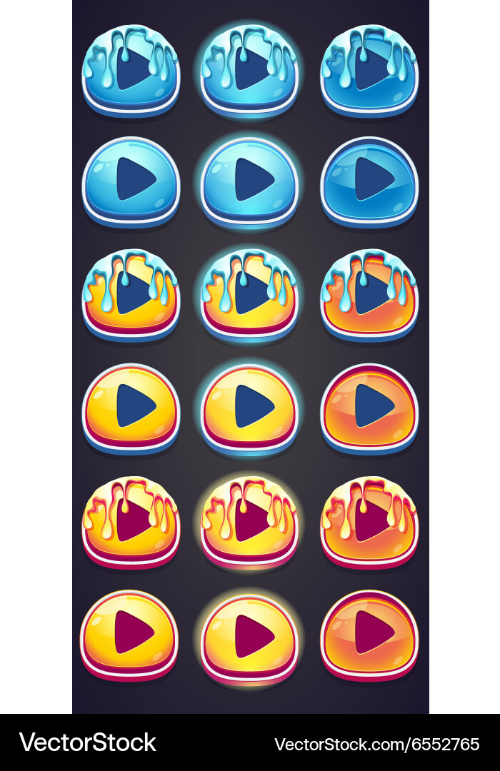 Set pressing buttons for game in style marmalade vector image