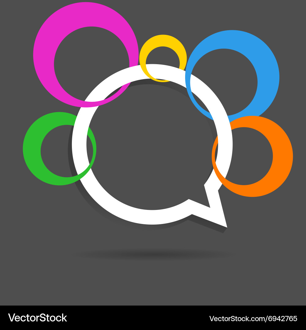 Speech bubble pointer empty circle five color vector image