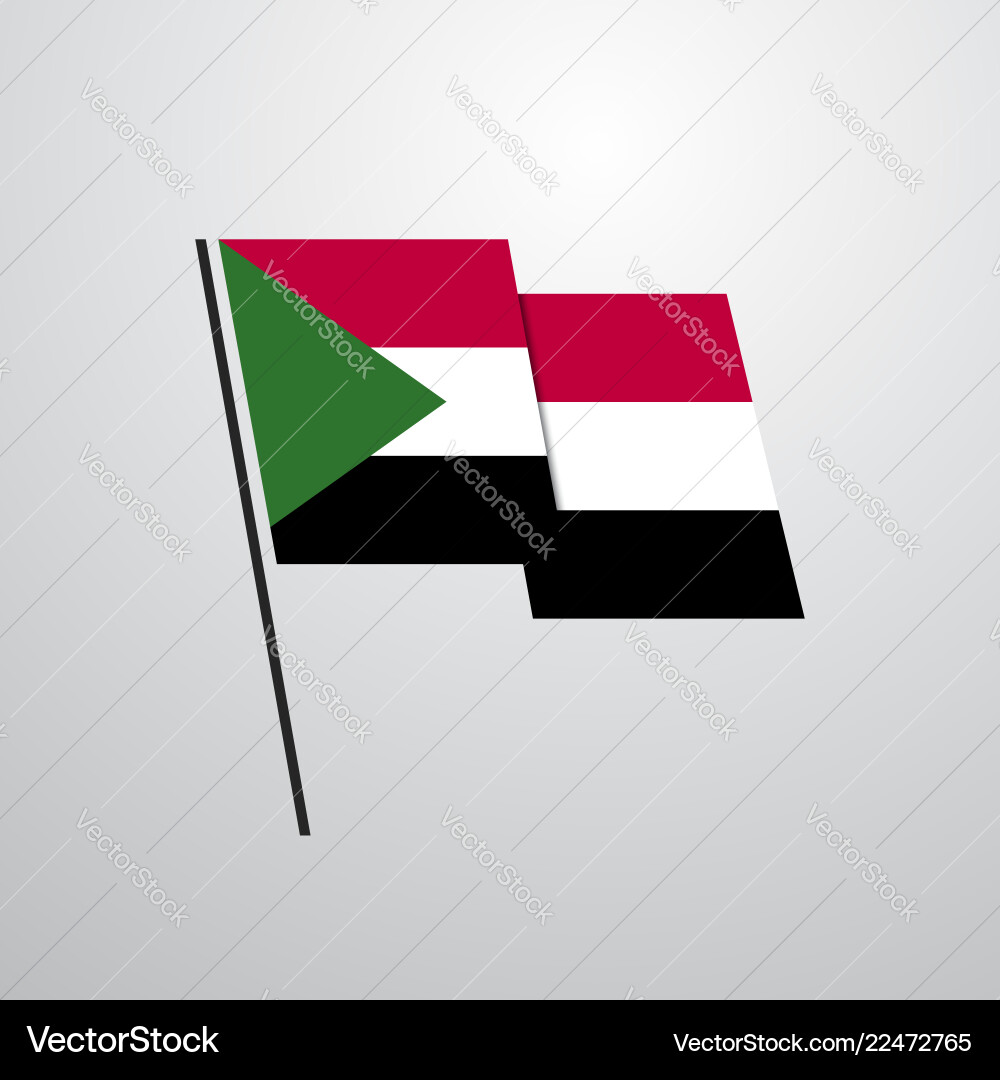 Sudan waving flag design background Vector Image