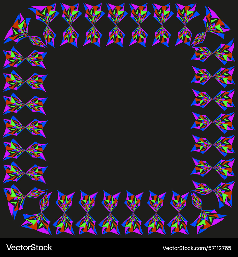 Triangular frame border colorful pattern black Triangular frame border colorful pattern black Vector Image