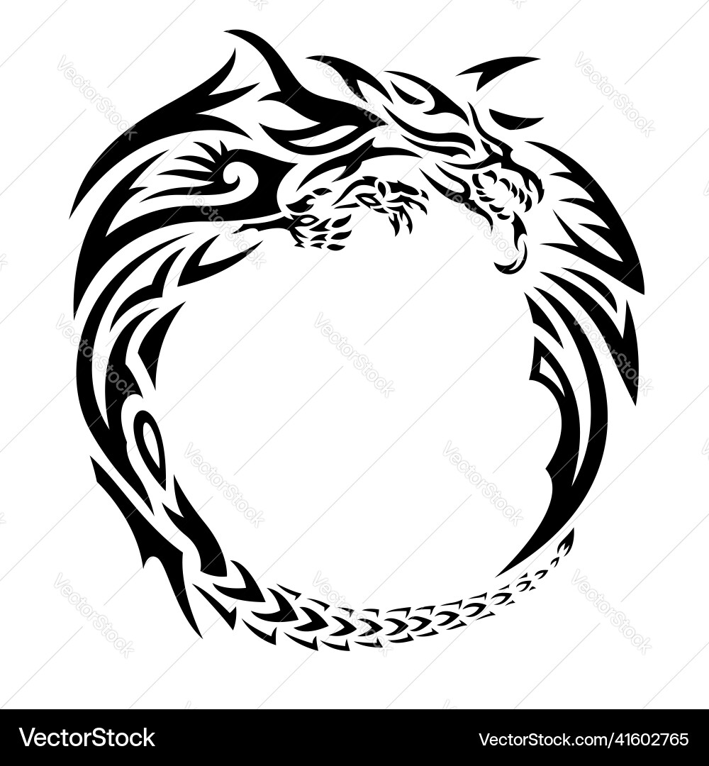 Tribal Dragon Frame Vector Image