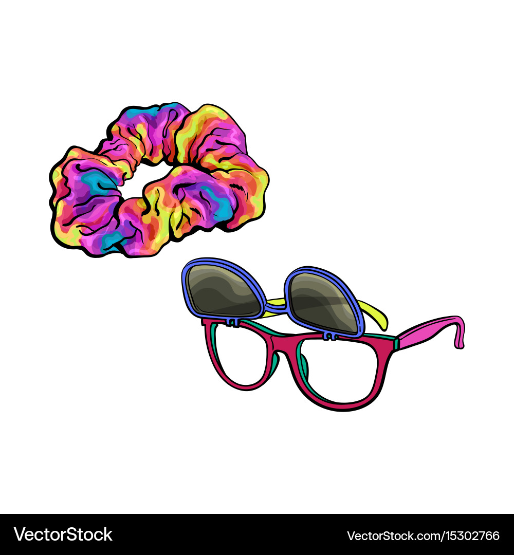 90s Sunglasses & Scrunchie Vector Image