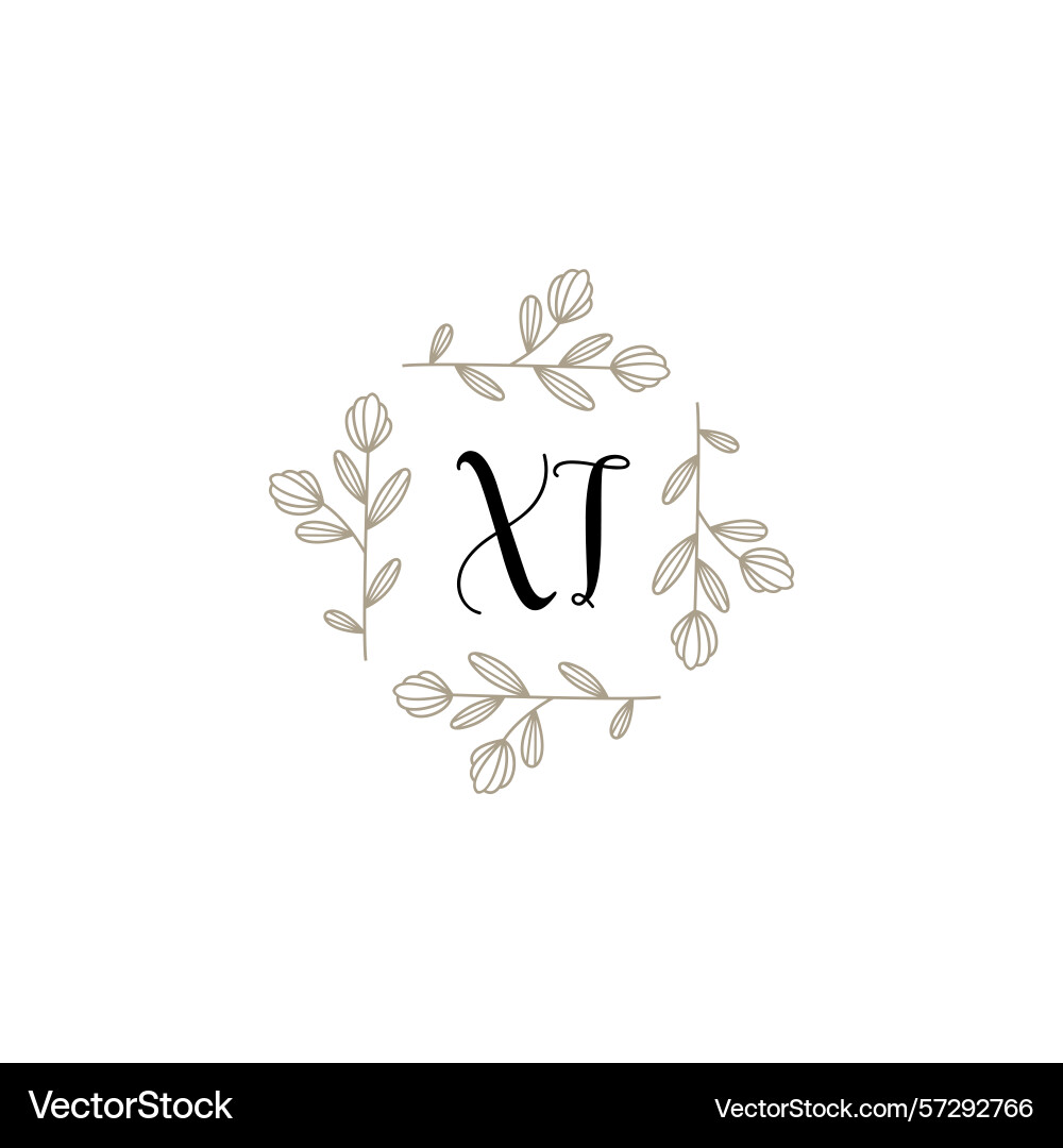 Botanical monogram logos with initial xt Vector Image