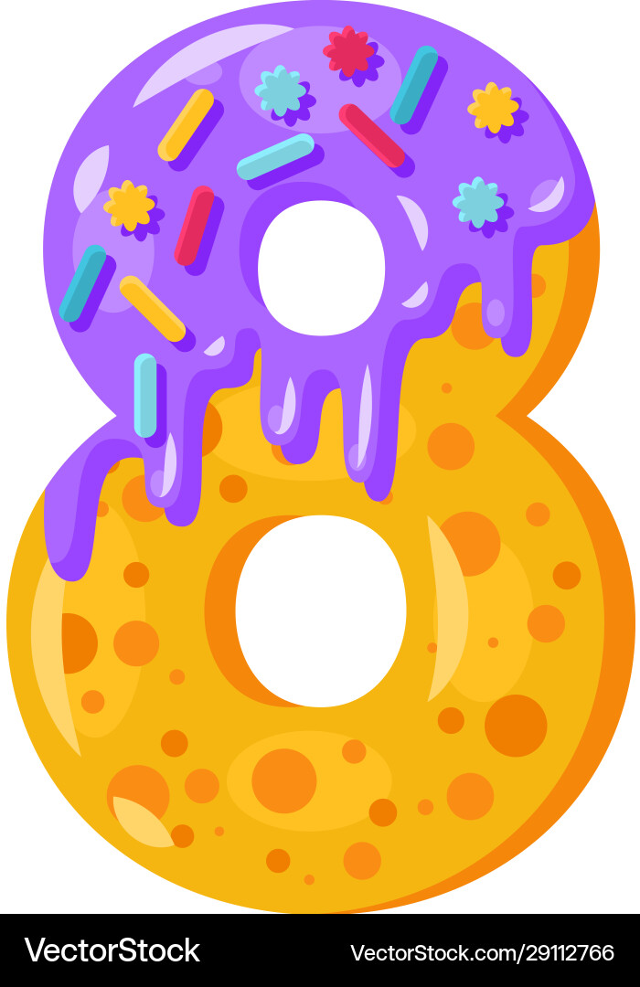 Cartoon Donut Number Eight – Royalty-Free Vector | VectorStock