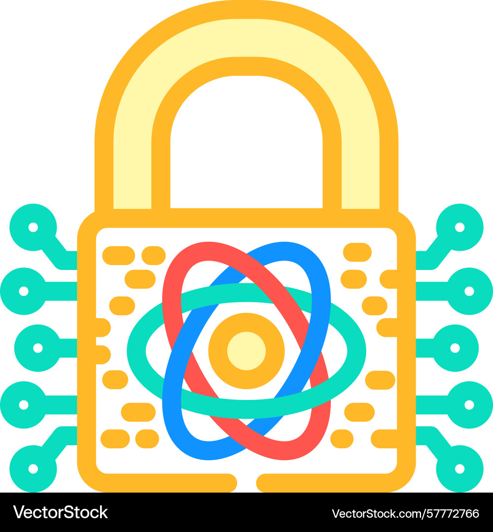 Encryption lock quantum computer color icon Encryption lock quantum computer color icon vector image