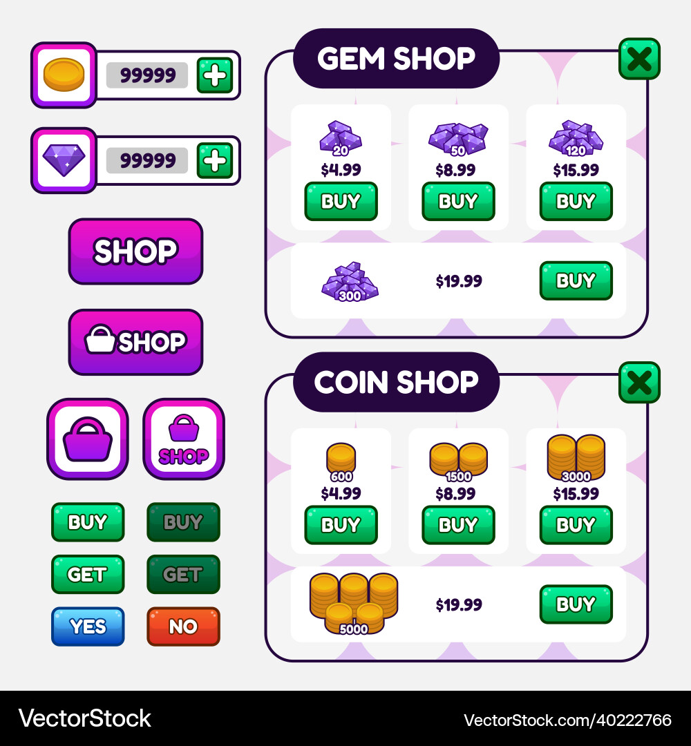 Game template gui kit graphical user Game template gui kit graphical user vector image