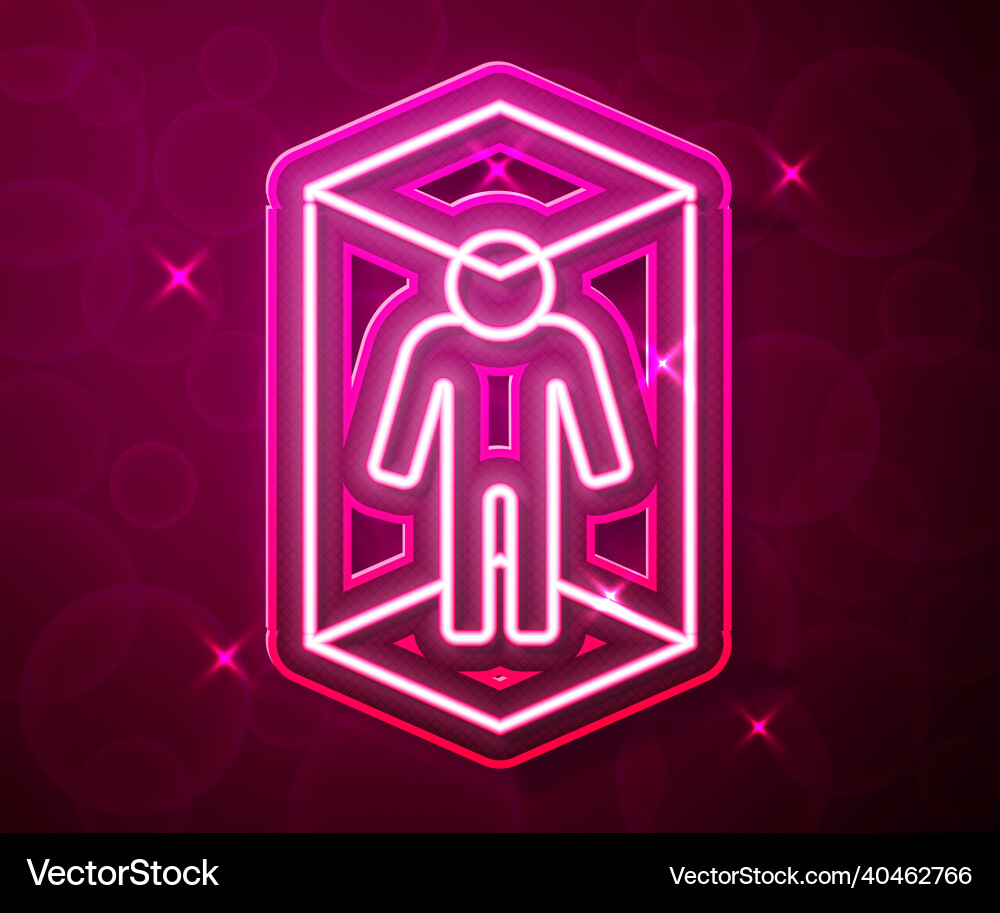 Glowing neon line 3d modeling icon isolated on red Vector Image