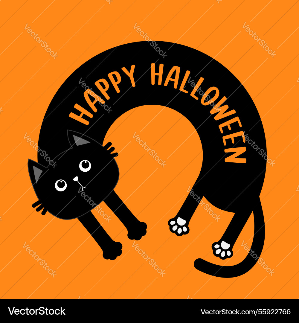 Happy halloween long body cat round circle shape Happy halloween long body cat round circle shape vector image