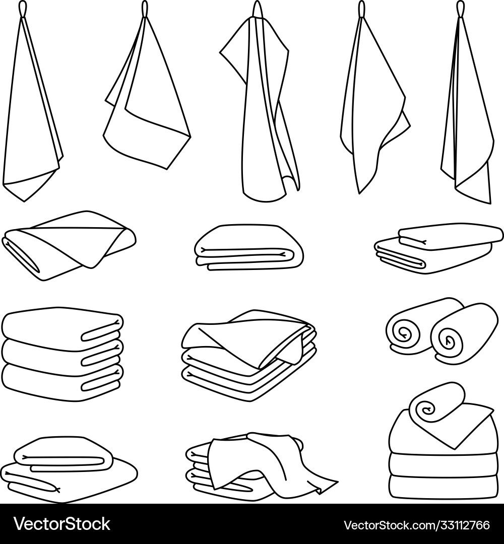 Hotel Bath Towels - Line Icons – Royalty-Free Vector | VectorStock, image size:1000x1080