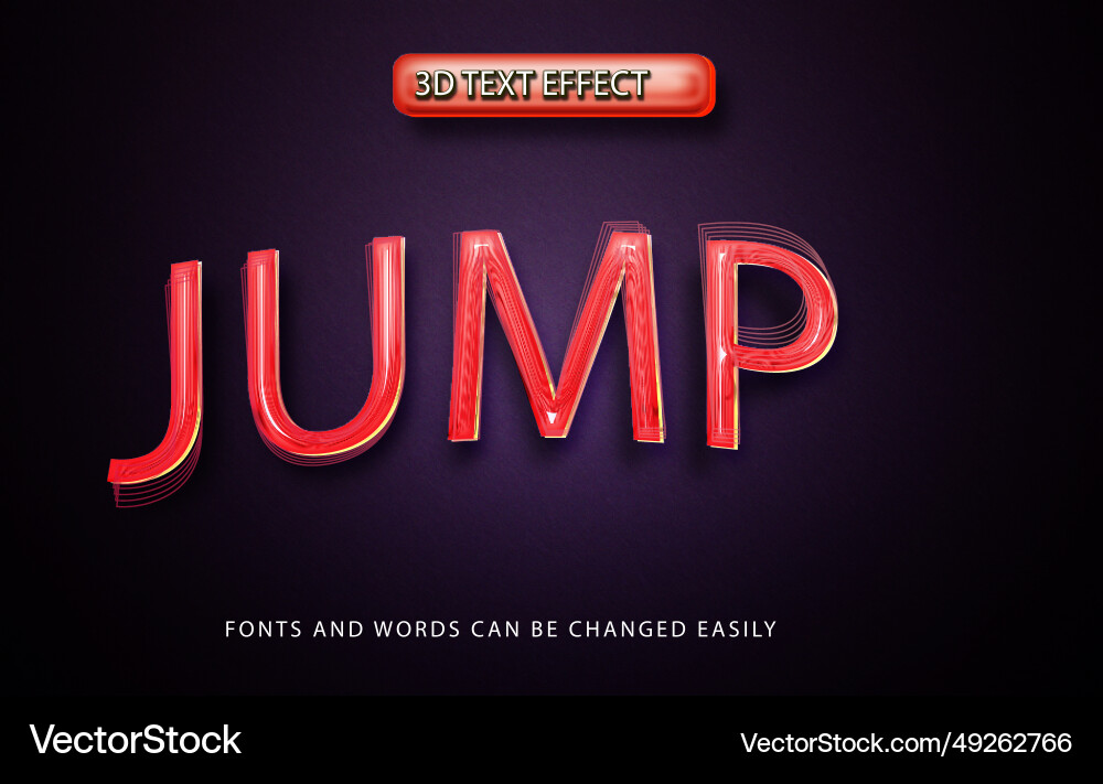 Jump 3d editable text effect style Vector Image