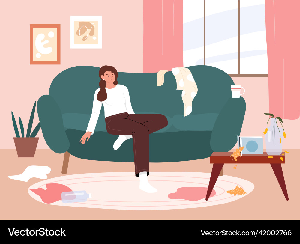 Lazy woman at home (42002766) – Royalty-Free Vector | VectorStock, image size:1000x814