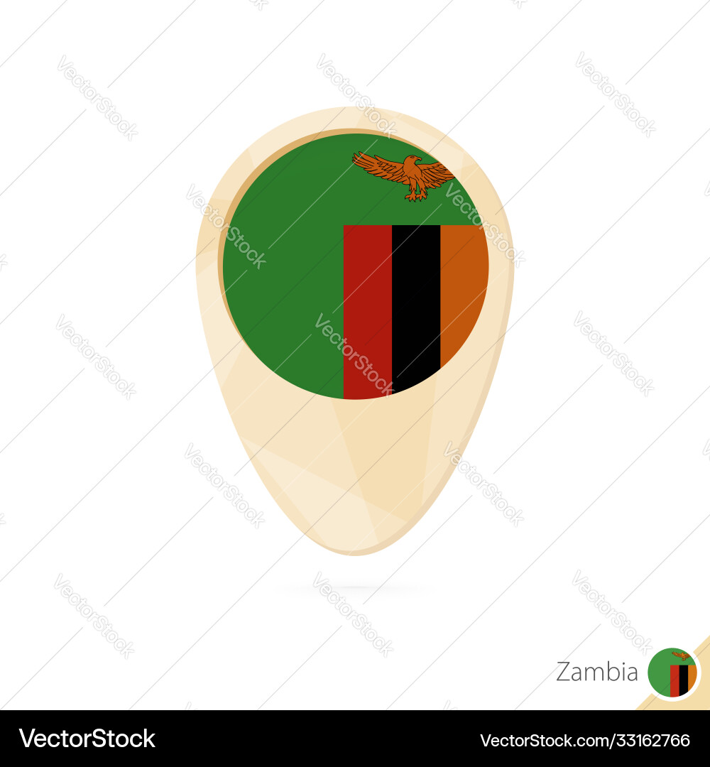 Map pointer with flag zambia orange abstract vector image