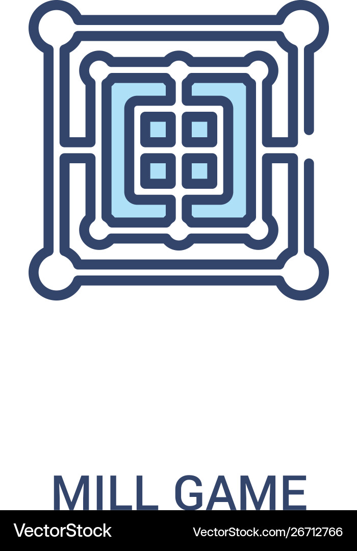 Mill game concept 2 colored icon simple line Mill game concept 2 colored icon simple line vector image