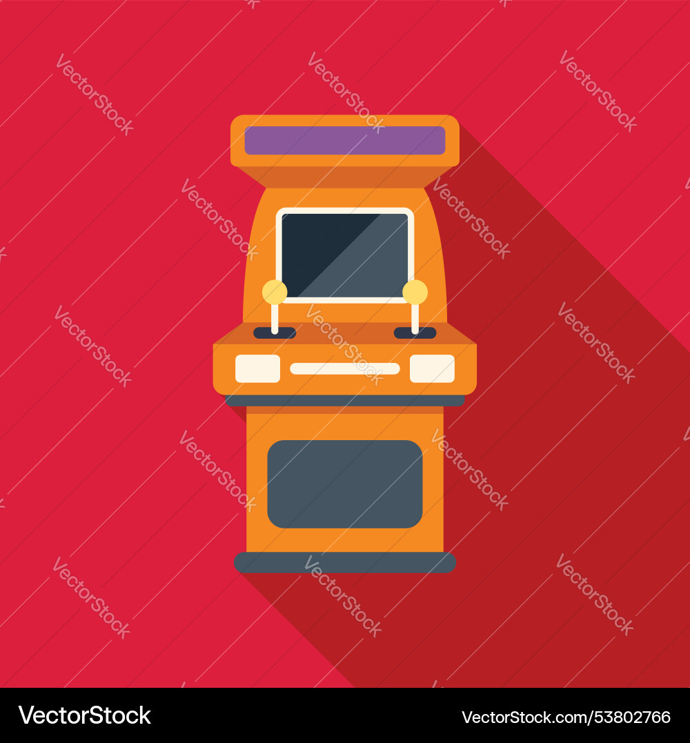 Orange arcade game console standing on red Vector Image