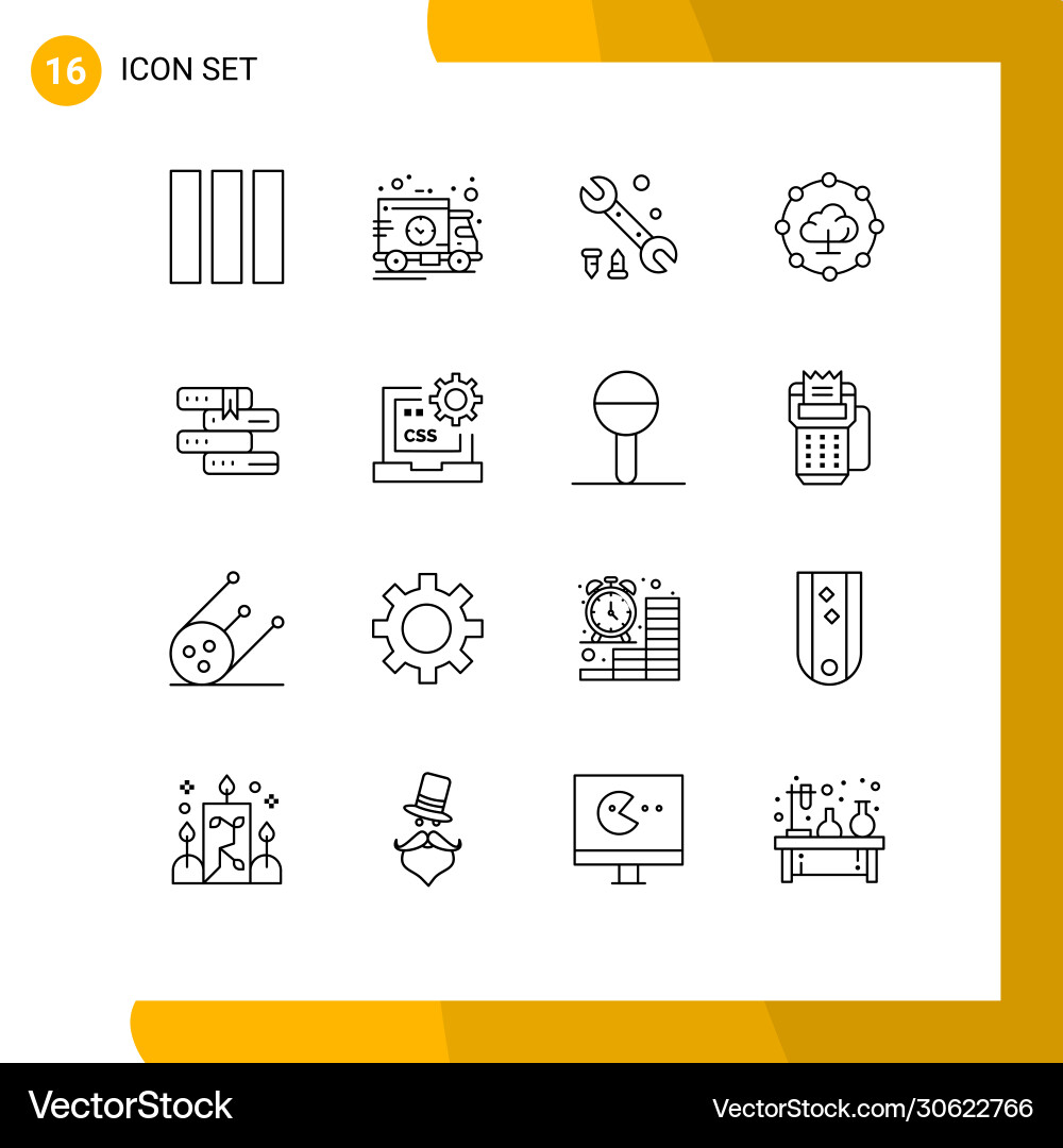 Pictograph set 16 simple outlines code Vector Image
