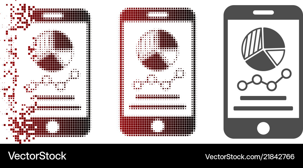Pixel Dissolution Mobile Graph Icon Vector Image