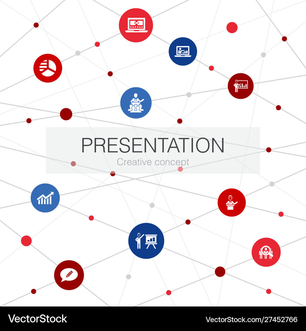 Presentation trendy web template with simple icons vector image