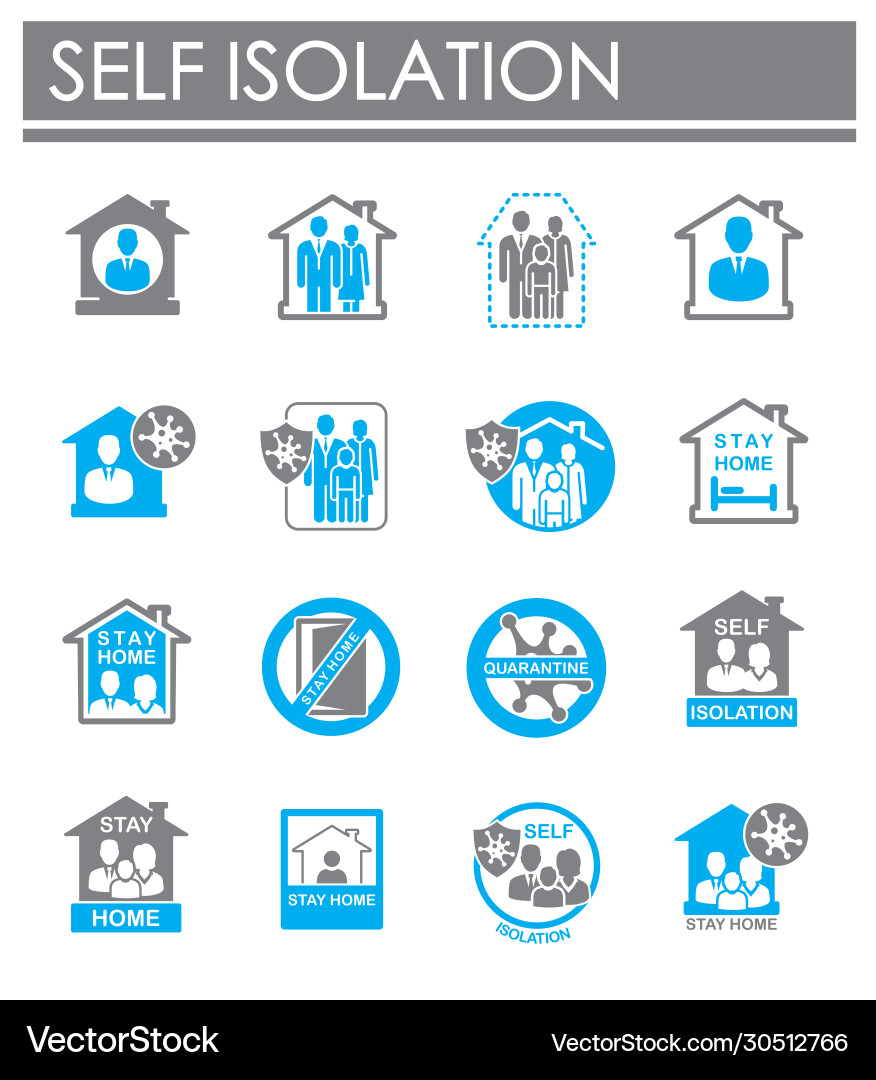 Self isolation related icons set on background Self isolation related icons set on background vector image