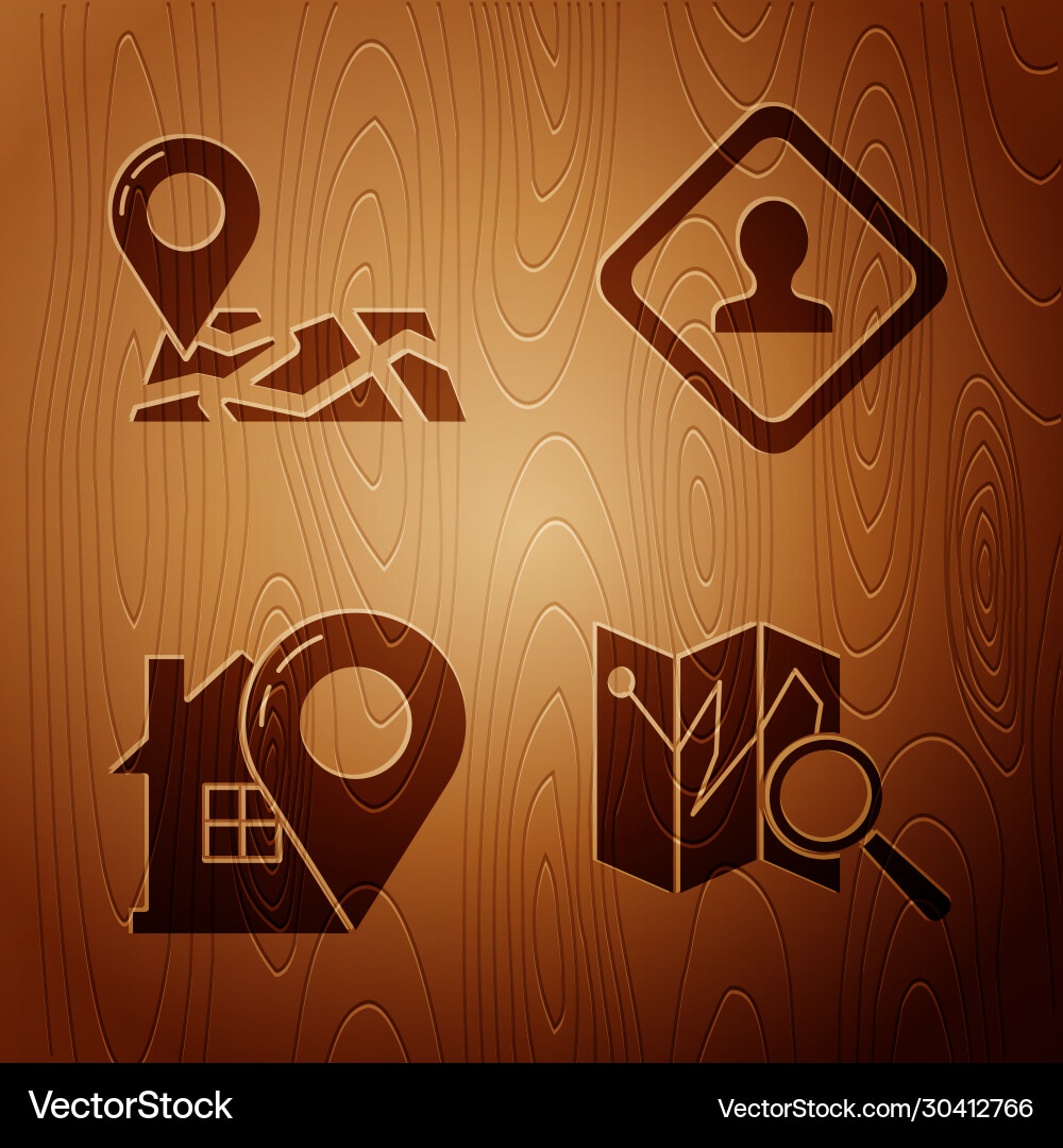 Set folded map with location marker Vector Image