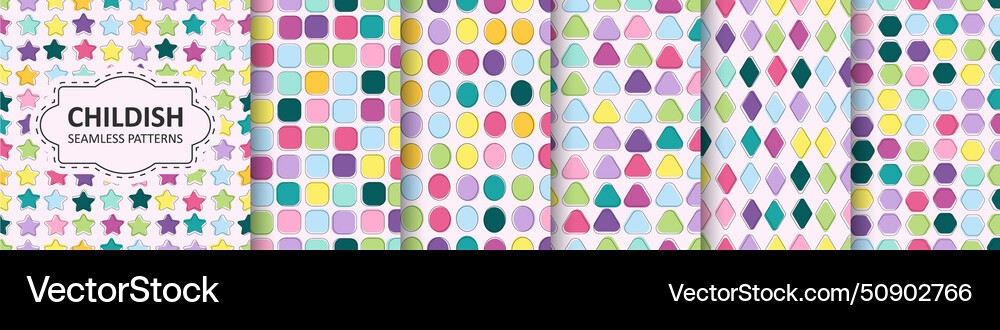Set of seamless patterns with colorful Set of seamless patterns with colorful vector image
