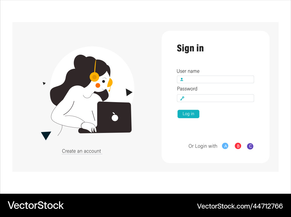 Sign in form login up page web Sign in form login up page web vector image