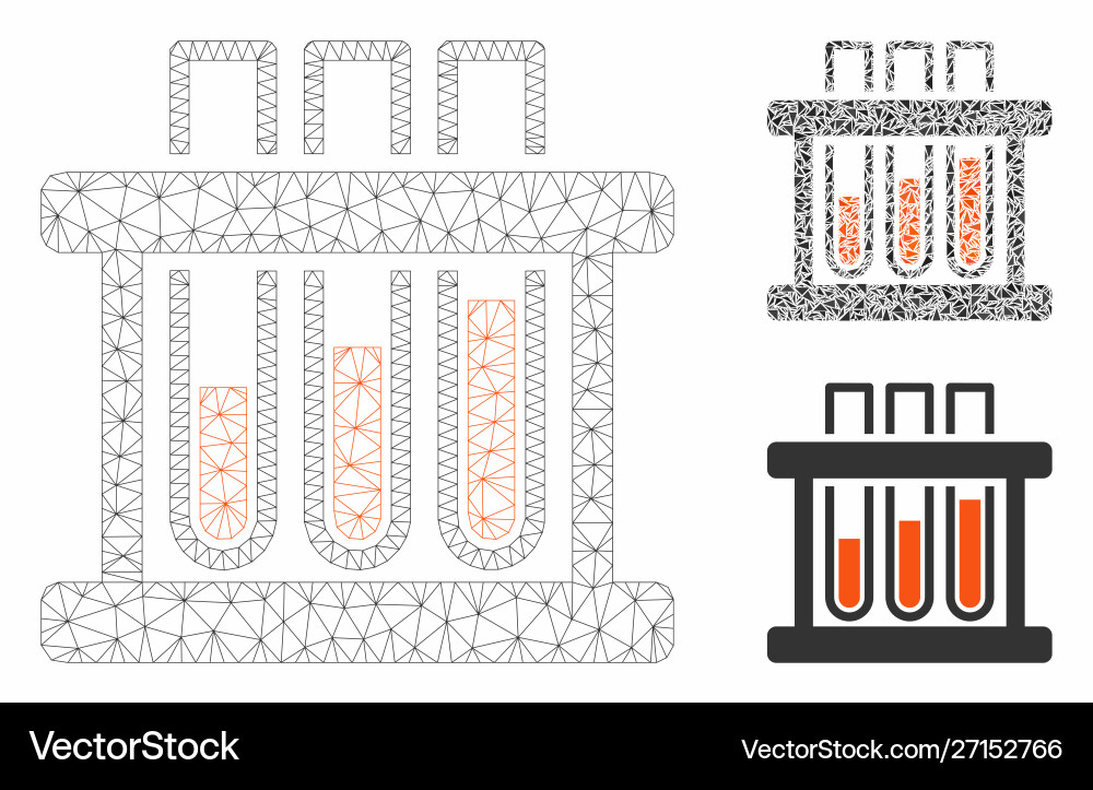 Test tubes mesh network model and triangle Test tubes mesh network model and triangle vector image