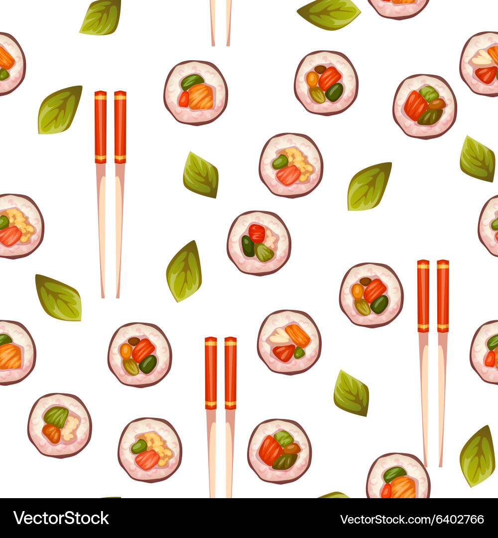 Watercolor Sushi Pattern Vector Image