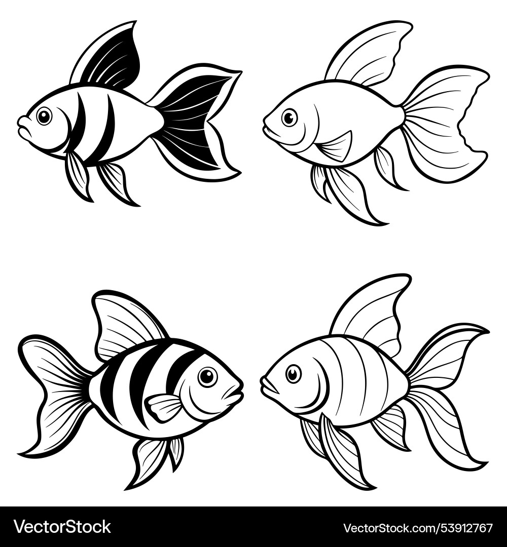 3d rendering of dynamic goldfish silhouette line vector image