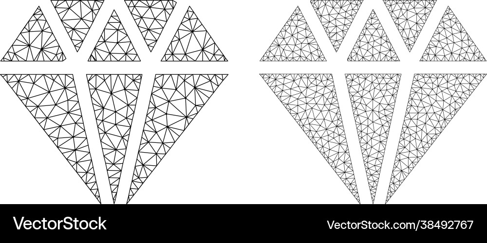 Adamant crystal icons - triangular mesh Adamant crystal icons - triangular mesh vector image