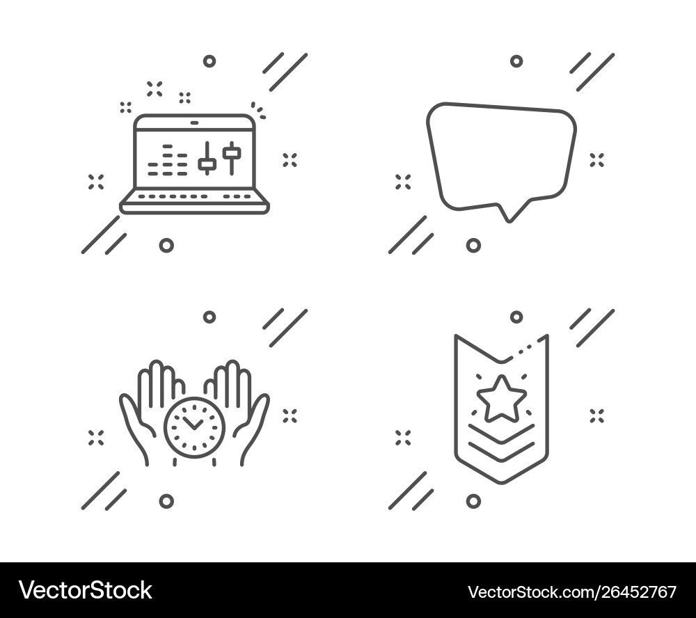 Chat message safe time and sound check icons set vector image